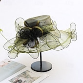 cheap Party Hats-2025 Kentucky Derby Hat for Women Ladies, Organza Veil Feather Fascinator for Tea Party Church UV Protection Sun Hat