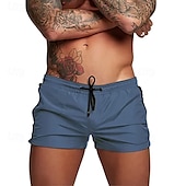 baratos calção de banho boxer masculino-Homens Calção Justo de Natação Shorts de Natação Bermuda de Surf Calças Com Cordão Com bolsos Natação Surfe Praia Esportes Aquáticos Cor Sólida Verão Primavera