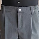 cheap Dress Shorts-Men&#039;s Shorts Dress Shorts Pocket Elastic Waist Straight Leg Plain Comfort No-Iron Knee Length Office Business Daily Fashion Streetwear Black Khaki