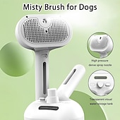 abordables Fournitures pour fêtes-brosse pour chien, brosse à eau 3 en 1 pour chien avec réservoir d&#039;eau et bouton de déverrouillage, brosse à vapeur pour chien pour éliminer les poils emmêlés, brosse à eau brumisée pour chiens et