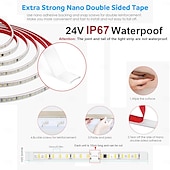 economico strisce luminose impermeabili-striscia luminosa a led impermeabile per esterni ip67 3-12 metri 3000k luce calda dc24v dimmerabile nastro led in silicone illuminazione ad alta densità 120led 8w/m adatta per decorazione di pareti