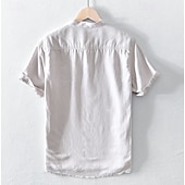 economico Casual da lavoro-Per uomo Camicia Camicia di lino Camicia popover Camicia casual Camicia di cotone Semplice Vacanza Streetwear Bianco Blu marino Azzurro cielo Verde Manica Corta Colletto alla coreana Estate
