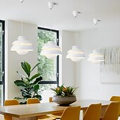 cheap Pendant Lights-Single Light Pendant Light Fixtures White Metal Pendant Light Home Decor with Metal Shade Modern Hanging Lamp Hight Adjustable E27 Industrial Chandelier for Living Room Bedroom 32cm 110-240V