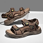 voordelige Casual sandalen-Bruine sportsandalen voor heren met verstelbare klittenbandsluitingen, ademend ontwerp en duurzame zool voor buiten, wandelen en casual zomerkleding