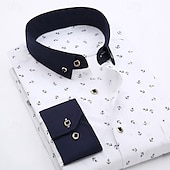 preiswerte Button-Down-Hemden für Herren-Herren Hemd Oberhemd Knopfhemd Anker Hochzeit Party Weiß Hellgrün Rosa Marineblau Langarm Kargen Frühling Herbst Bekleidung Tasche
