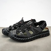 economico Sandali casual-Per uomo Sandali Scarpe fatte a mano Pelle crosta Traspirante Comodo Antiscivolo Con lacci intrecciali Giallo-marrone Nero Marrone