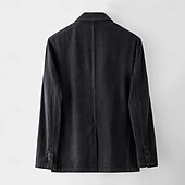 abordables Vêtements d&#039;extérieur élites pour hommes-Homme Veste blazer École Formel Mariage Élégant Chaud Printemps Automne Lin Couleur Unie Épaissir Boutonnage simple deux boutons veste Noir bleu marine
