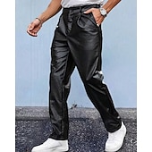 cheap Casual Pants-Men&#039;s Trousers Casual Pants Lederhosen Pocket Plain Comfort Outdoor Daily Fashion Casual Black Micro-elastic
