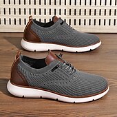 preiswerte Sneaker für Herren-Atmungsaktive Strick-Sneaker für Herren mit Kunstlederakzenten – stylische, leichte Sportschuhe für die Freizeit und den Komfort im Alltag