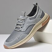お買い得  メンズスニーカー-メンズ通気性メッシュスニーカー - 夏のウォーキング、アウトドア、旅行に最適な、スエードのアクセントが付いた軽量カジュアルレースアップシューズ