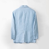 preiswerte Herren Elite Oberbekleidung-Herren Blazer aus 100 % Leinen Blazerjacke Schule Formell Hochzeit Elegant Urlaub Sommer Frühling 100% Leinen Leinen Einfarbig Einreihig Zwei-Knopf Blazer Dunkelgrau Marineblau Beige Hellblau