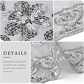 cheap Wedding Guest Wraps-Ladiery Sequin Floral Shawls and Wraps for Evening Dresses,Women sparkly Sheer Mesh Wedding Shawls for Evening Party