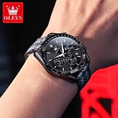 cheap Quartz Watches-New Olevs Men&#039;S Business Watch Luminous Calendar Moon Phase Display Multi-Functional Quartz Watch Nylon Strap Waterproof Sports Watch