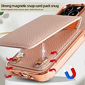economico Cover per iPhone-telefono Custodia Per iPhone 16 15 14 Pro Max Plus 13 Pro Max Copertura Posteriore con Supporto Magnetico con Cordino Retrò Placcatura Pelle PU