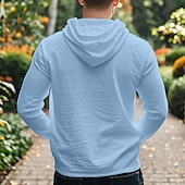 cheap Basic T shirts-Men&#039;s T Shirt Tee Tee Top Long Sleeve Hooded Summer Solid / Plain Color Fashion Designer Adjustable Drawstring Hood Vacation Street Going out Black White Dark Gray Top Tee for Men