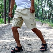 baratos Ar livre-Homens Bermuda Cargo Calção Shorts de verão Shorts de Trilha Com Cordão Cintura elástica Bolso multi Tecido Conforto Vestível Comprimento do joelho Ao ar livre Esporte Diário Moda Casual Preto Azul