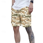 baratos Clássico-Homens Bermuda Cargo Shorts camuflados Calção Shorts de verão Com Cordão Cintura elástica Bolso multi Côr Camuflagem Conforto Vestível Comprimento do joelho Ao ar livre Esporte Diário Moda Casual