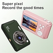 abordables Cámara y fotografía-Cámara de vídeo digital compacta de bolsillo para cine, con enfoque automático, 64 MP, 4K, detección de rostros, zoom de 18x de 2,4 pulgadas, batería recargable de 650 mAh