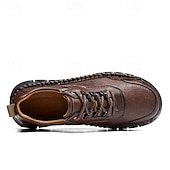 abordables Zapatos Informales con Cordones-Zapatos de senderismo para exteriores para hombre con parte superior de piel sintética duradera y suela resistente: zapatillas cómodas con cordones para uso diario y aventuras