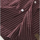economico Casual da lavoro-Per uomo Camicia Camicia di lino Camicia casual Camicia con Bottoni Camicia di cotone A righe Vacanza Camicia hawaiana Bianco Vino Blu reale Manica Lunga Colletto alla coreana Primavera Autunno