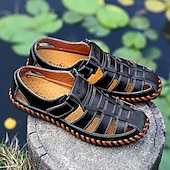 billiga Avslappnade sandaler-casual fiskarsandaler i konstläder för män med justerbar rem och bekväm sula för utomhusaktiviteter, sommar- och strandkläder