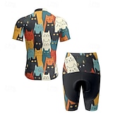 cheap Men's Clothing Sets-Men's Cycling Jersey with Shorts Short Sleeve Mountain Bike MTB Road Bike Cycling Summer Spring Autumn / Fall Navy Blue Royal Blue Blue Cat Bike Front Zipper Sweat wicking Comfortable Breathable