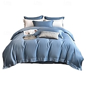 economico Set copripiumino-Set di Biancheria da Letto in Cotone Egiziano Bianco Solido Luxury Soft Brushed con Bordo Scolpito Completo Copripiumino Copripiumino per Regine e King Size con Federe