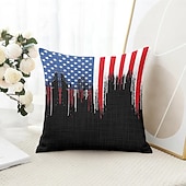 cheap Holiday Cushion Cover-American Flag Vintage Decorative Toss Pillows Cover 1PC Soft Square Couch Cushion Case Pillowcase for Bedroom Livingroom Sofa Chair 4th of July Independence Day