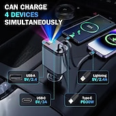 levne Nabíječky do auta-4v1 zasouvací nabíječka do auta starlight ve střeše auta 100w porty USB typu c super rychlá nabíječka do auta adaptér do auta pro iphone