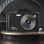 abordables Cámara y fotografía-Cámara de vídeo digital compacta de bolsillo para cine, con enfoque automático, 64 MP, 4K, detección de rostros, zoom de 18x de 2,4 pulgadas, batería recargable de 650 mAh