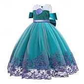 abordables Vestidos con temática de cuento de hadas-Niños Chica Vestido Bloque de color Sin Mangas Rendimiento Exterior Malla Adorable Disfraz Poliéster Maxi Vestido informal Vestido de una línea Vestido de Tul Verano Primavera 4 años + Azul Piscina