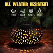 cheap Landscape Lights-1pc Outdoor Solar Iron Rice Grain Hollow-Shaped Landscape Light for Courtyard, Garden, Lawn, Path, Staircase, Interior Decoration