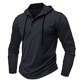 preiswerte Basic-T-Shirts-Herren T Shirt Henley Hemd T-Shirt Langarmshirt Langarm Henley Frühling Herbst Einfach Mode Designer Basic Knöpfe Urlaub Straße Ausgehen Schwarz Weiß Marineblau Top T-Shirt für Herren