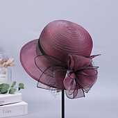 levne Party klobouky-Klobouky Organza Kbelík Čajový dýchánek Dostih koktejl Elegantní Vinobraní Roztomilý S Květiny Přílba Pokrývky Hlavy