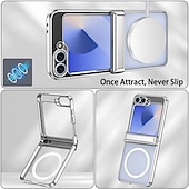 cheap Samsung Cases-Phone Case For Samsung Galaxy Z Flip 7 Z Flip 6 Z Flip 5 Back Cover Magnetic Support Wireless Charging Shockproof Retro Plating PC