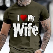 preiswerte lustige Worte-Herren Liebe Frau T Shirt 100% Baumwolle Kurzarm Grafik Hemd Schwarz Armeegrün Dunkelblau Bequemes T-Shirt Urlaub Straße Modedesigner-Kleidung