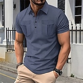 cheap Men&#039;s Classic Polo-Men&#039;s Golf Shirt Golf Polos Shirts Work Casual Lapel Short Sleeve Basic Modern Plain Buttons Front Pocket Summer Spring Regular Fit Black White Navy Blue Gray Golf Shirt