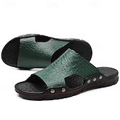 preiswerte Lässige Sandalen-lässige braune Slide-Sandalen für Herren mit Krokoprägung und strapazierfähiger Gummisohle – bequeme Outdoor-Schuhe für Sommer, Strand und Alltag