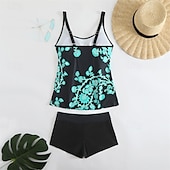 billiga One Pieces &amp; Tankinis-Dam Tankini Tvådelad baddräkt Brottarrygg Badkläder Badkläder Himmelsblå Purpur Andningsfunktion Snabb tork Lättvikt Ärmlös - Simmning Surfing Strand Sommar Vår