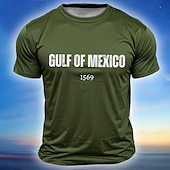 お買い得  メンズおもしろTシャツ-メキシコ湾1569のグラフィックプリント付き男性用ショートスリーブTシャツ