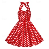 levne Šaty-Retro 50. léta Rockabilly Šaty Houpací šaty Puntíky Dívčí Karneval Plesová maškaráda Denní nošení loučení se svobodou nevěsty Dětské Šaty