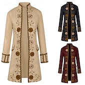 baratos Tops-Retro Vintage Punk e gótico Medieval Casaco Traje Cosplay Smoking Vampiros Cavalheiro Homens Pirata Real Steampunk Dia Das Bruxas Carnaval Baile de Máscaras Festa / Eventos Adulto Casaco