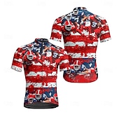 abordables Maillots pour hommes-Homme Maillot Velo Cyclisme Manche Courte Cyclisme Tee-shirt Maillot avec 3 poches arrière VTT Vélo tout terrain Respirable Séchage rapide Conception anatomique Mèche Rouge Kaki Drapeau National Des
