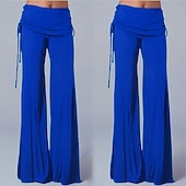 cheap Yoga Pants &amp; Bloomers-Women's Wide Leg Yoga Pants Smocked Waist Pants High Waist Dancewear Bottoms Quick Dry Violet White Black Yoga Pilates Dance Sports Activewear Micro-elastic Loose Athletic Casual Athleisure