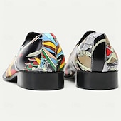 billige Elementære Pensko-Herre Premium Kuskin Løpere med Gullspiss Livlig Kunstnerisk Print og Metallisk Gull Løvehode Detalj–Moderne Slip-On Sko Spesielle Anledninger og Uttrykksmotet