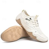 baratos Ténis para Homem-tênis esportivo masculino branco de couro sintético com design perfurado, leve e confortável, ideal para atividades casuais e ao ar livre