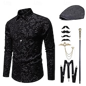 preiswerte Outfits-1920er Vintage inspiriert Der große Gatsby Partykostüm Zubehörset Umlegekragen Kostüm Herren Halloween Party &amp; Abend Alltagstauglich Erwachsene Bluse Hut Ganzjahres