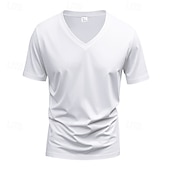 preiswerte Basic-T-Shirts-Herren T Shirt T-Shirt V-Ausschnitt T-Shirt Kurzarm V Ausschnitt Ganzjahres Einfach Mode Designer Basic Urlaub Straße Ausgehen Wein Schwarz Weiß Top T-Shirt für Herren