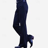 baratos Alargamento-Homens Social Calças chinês Botões Bolsos Tecido Conforto Formal Festa Trabalho Moda Estilo Clássico Preto Azul Marinha Micro-Elástica