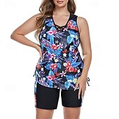 Χαμηλού Κόστους Surfing Tankinis και Bikinis-Γυναικεία Τανκίνι Δύο Κομμάτι Μαγιό Μαγιό Φλοράλ Μαγιό Θαλασσί Αναπνέει Γρήγορο Στέγνωμα Ελαφρύ Αμάνικο - Κολύμβηση Σέρφινγκ Παραλία Καλοκαίρι Άνοιξη Μεγάλα Μεγέθη